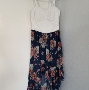 Floral and Lace High-Low Dress, Size Small